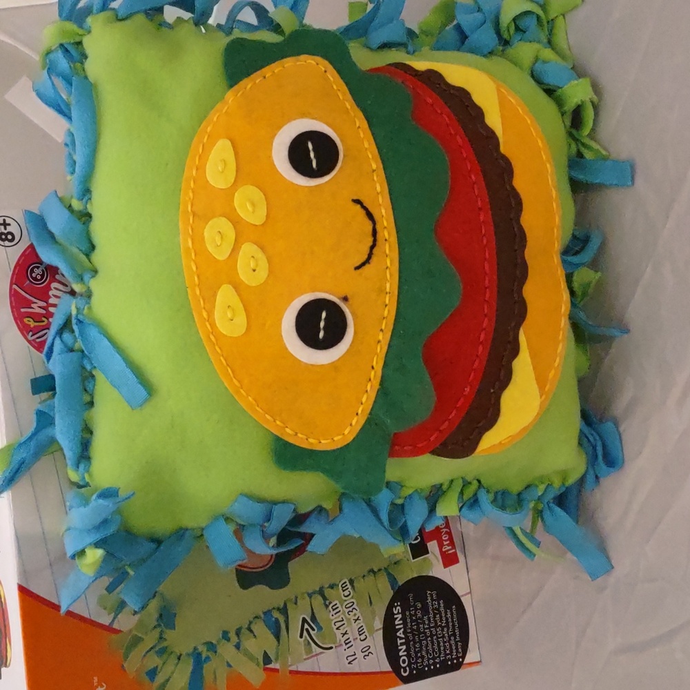 Craft Kit DIY Yellow Green Burger Pillow Design